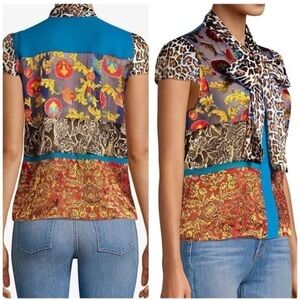 Alice + Olivia Jeannie Tie Neck Blouse Top Size Small